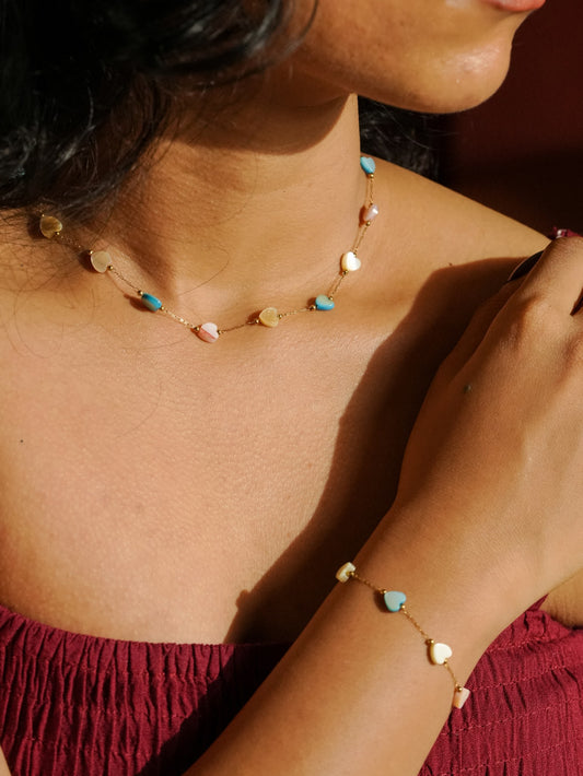 Anaya Heart Necklace & Bracelet Set