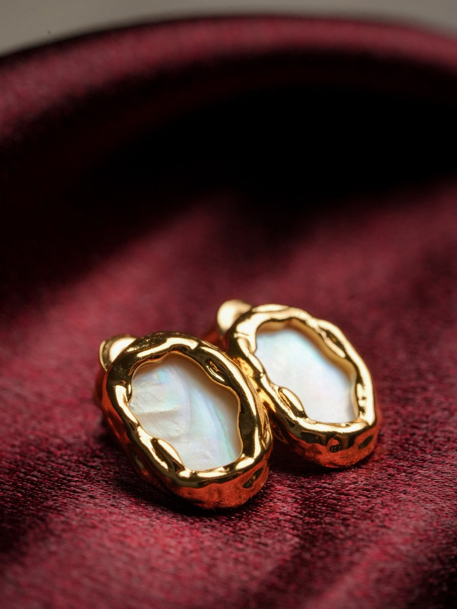 Ashborne Kalyani gold-tone freeform mother-of-pearl studs, angled pair