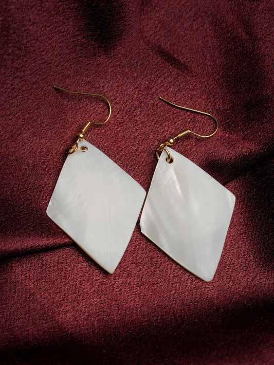 Ashborne Priya gold-tone kite-shaped mother-of-pearl drop earrings on hooks
