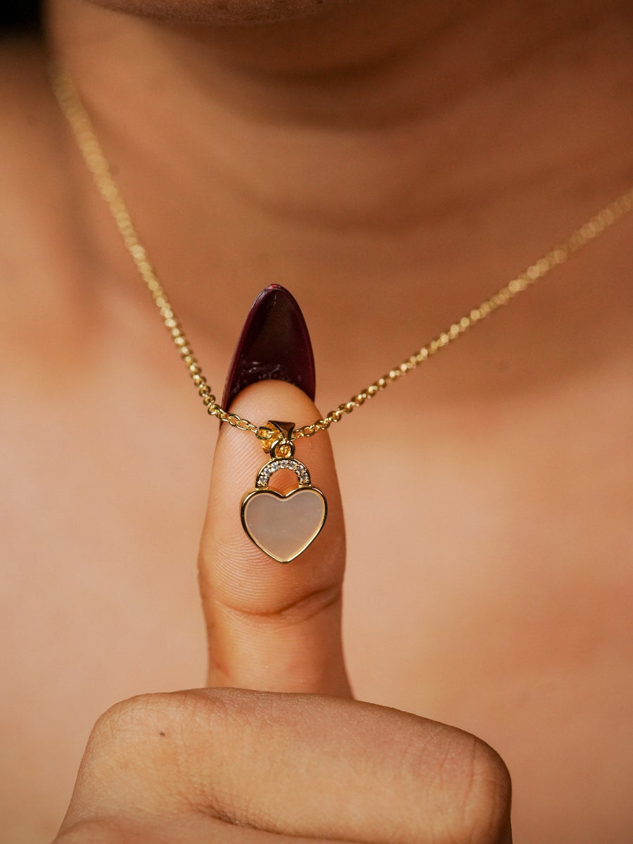 Pave Drop Heart Necklace