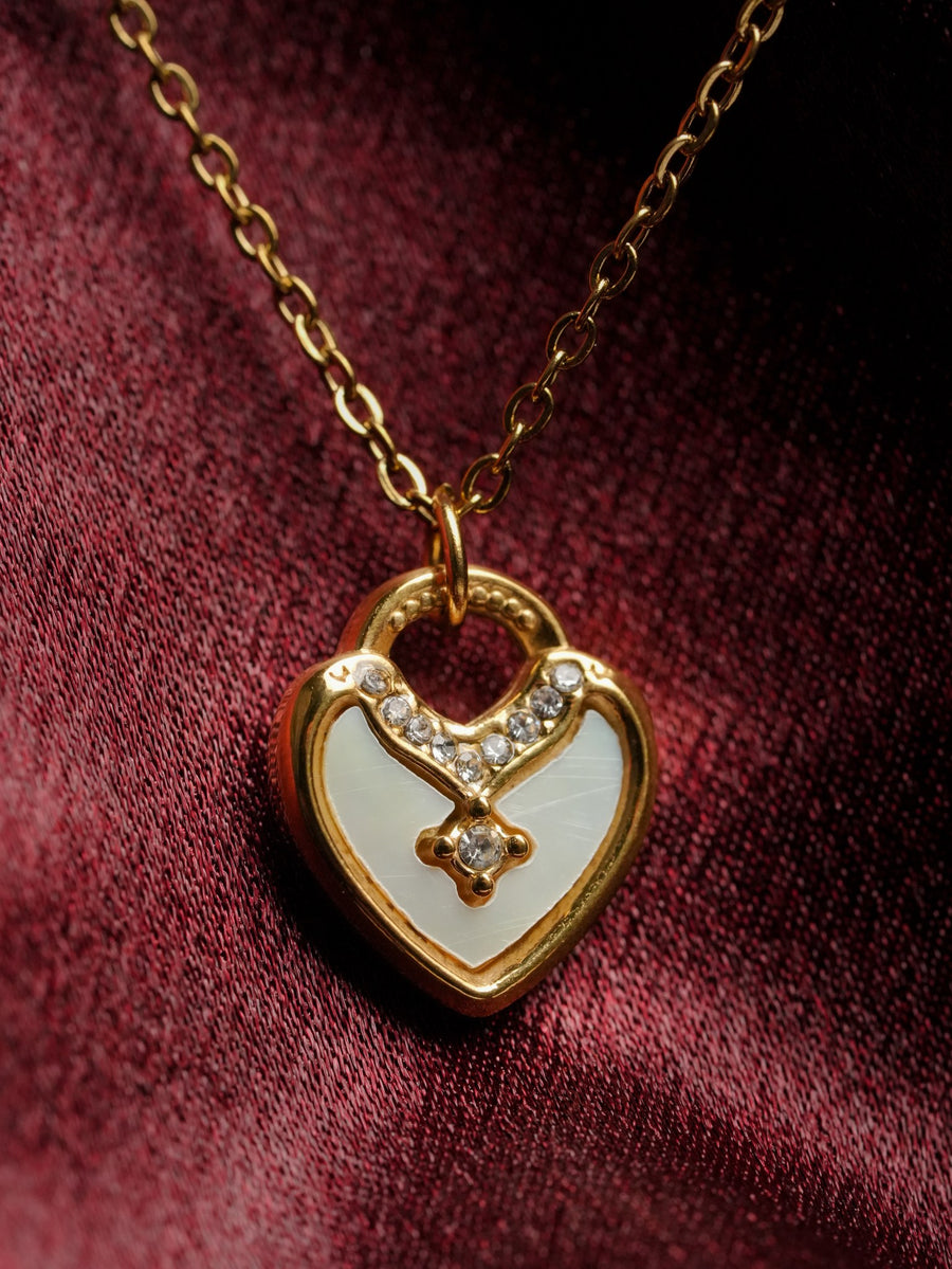 Ashborne Pearl Heart Necklace — studio photo